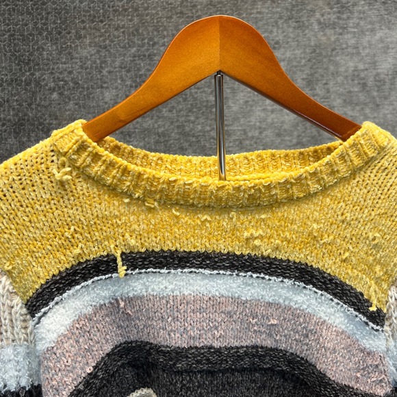 Joseph A. Striped Sweater Womens Extra Large XL Yellow Knit Textured Statement - Picture 7 of 7